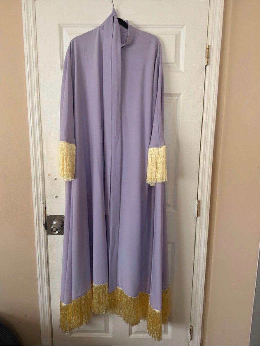 Eve Lavender Maxi Dress with Gold Fringe